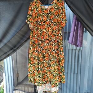 LuLaRoe Orange Yellow Flutter Sleeve Maxi Sundress